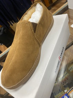 Minnetonka Men's Twin Gore Sheepskin Golden Tan â Kraffs Clothing