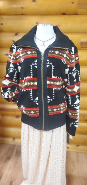 Pendleton® Women's Foxglove Range Fleece Bomber, Crossroads Black