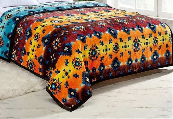 Silk Touch, Diamond Gradient Reversible Queen Fleece Blanket, Assorted Colors