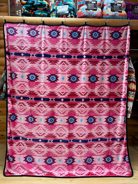 Western Trading Queen Fleece Blanket, PINKWBLU
