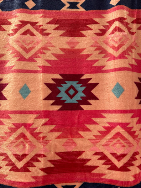 Western Trading Queen Fleece Blanket, PINKWBLU