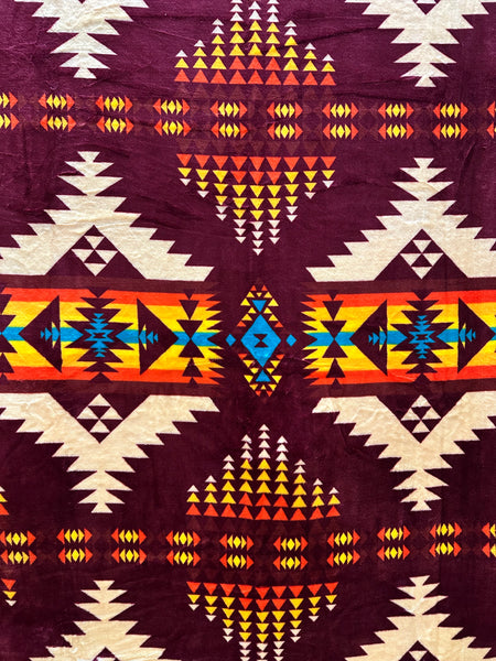 Western Trading Queen Size fleece blankets 2 ply, reversible, BURGANDY