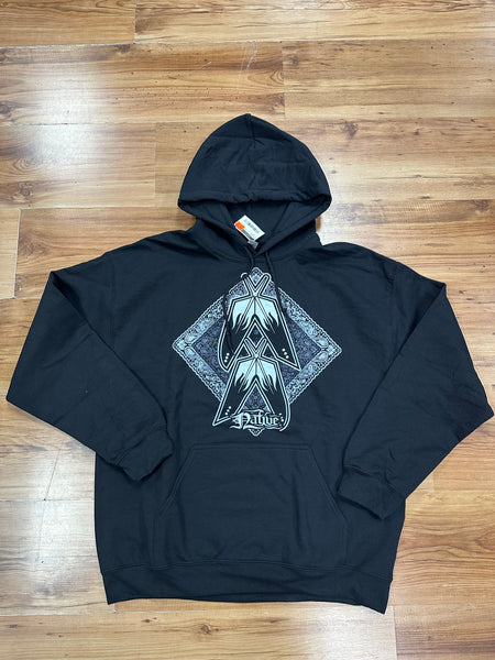 Four Feathers Hoodie, Black PAISLEY Background