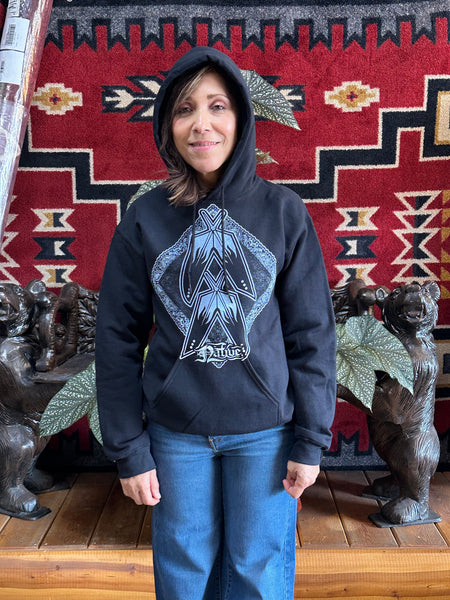 Four Feathers Hoodie, Black PAISLEY Background