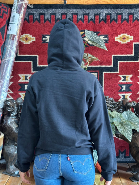 Four Feathers Hoodie, Black PAISLEY Background