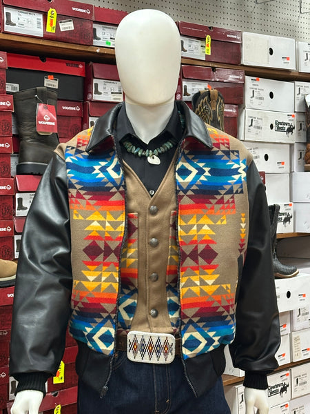 Pendleton Pilot Rock Bomber Jacket, with Black leather sleeves