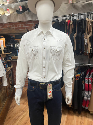 Wrangler Long Sleeve, White retro long sleeve shirt