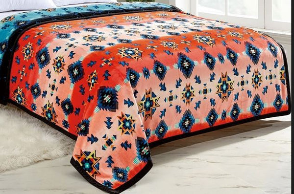 Silk Touch, Diamond Gradient Reversible Queen Fleece Blanket, Assorted Colors