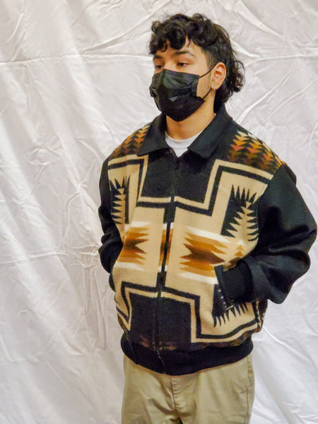 Kraffs Wool Bomber Jacket, Harding, Oxford, with Melton Wool Sleeves