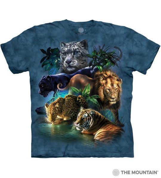 Dark blue tee shirt with large jungle cats