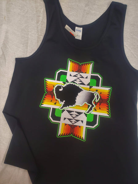 Buffalo Native Themed Tank, Black - Kraffs Clothing