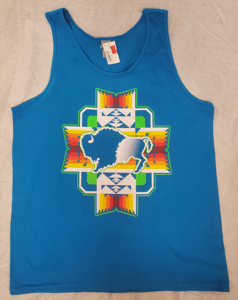 Buffalo Native Themed Tank, Turquoise - Kraffs Clothing