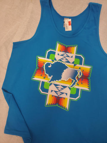 Buffalo Native Themed Tank, Turquoise - Kraffs Clothing