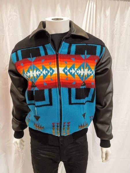 Leather Bomber Jacket, Chief Joseph Turquoise - Kraffs Clothing