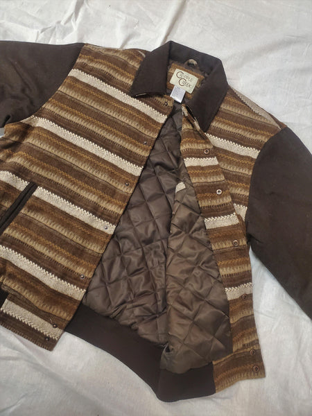 Navajo Multi-Brown Blanket Snap Bomber - Kraffs Clothing