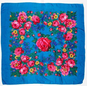 Large Turquoise Floral Scarf - Kraffs Clothing