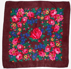 Floral Dance Scarf, Rust