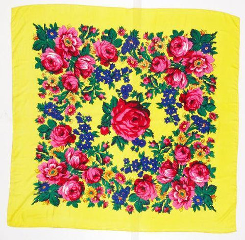 Large Neon Yellow Floral Dance Scarf - Kraffs Clothing