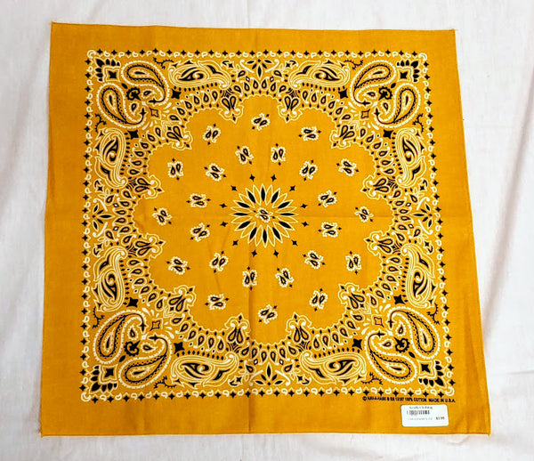 Golden yellow paisley bandana