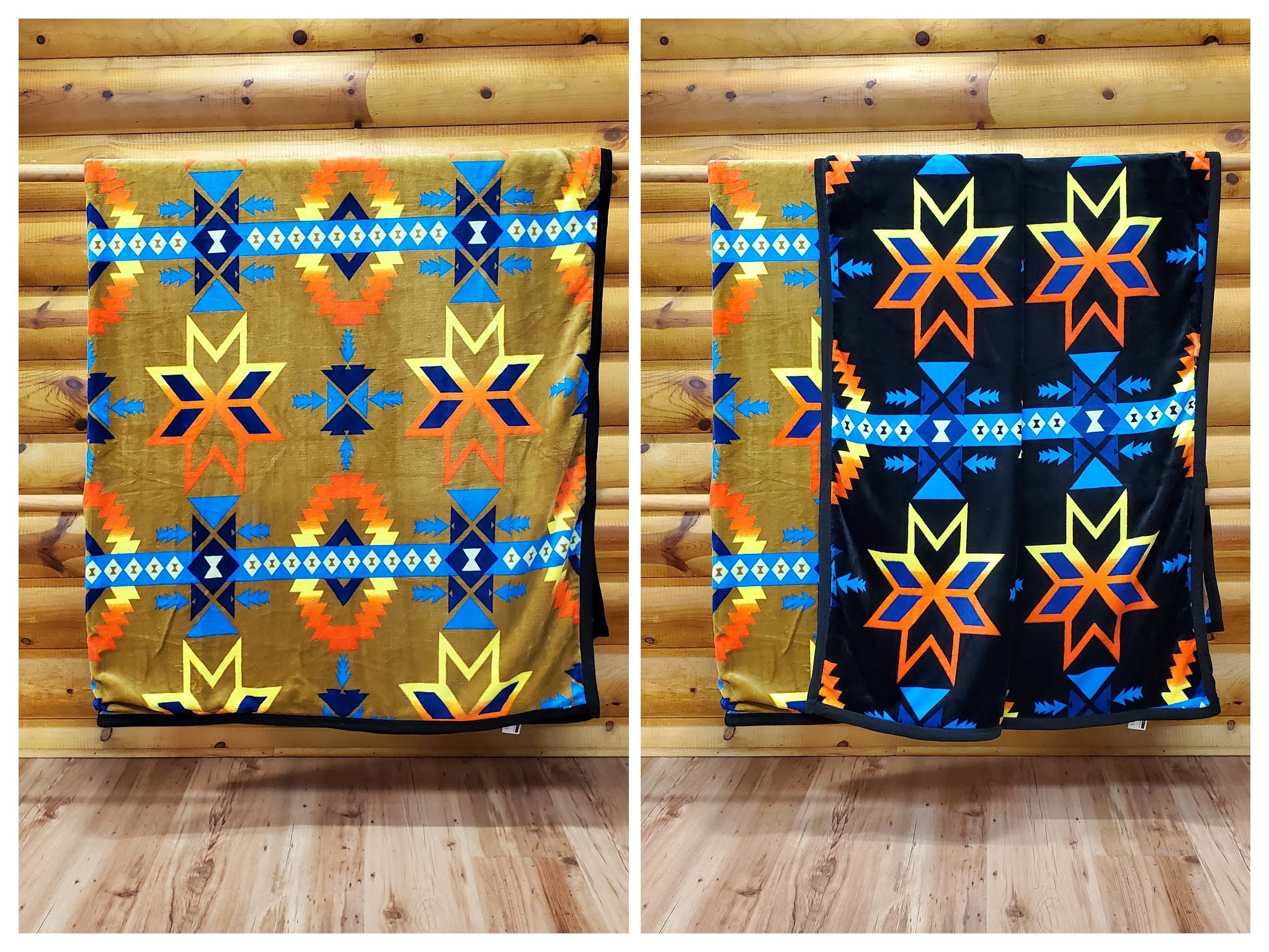 Western Trading, Extra Plush, Queen Reversible Nativo Star Fleece Blanket, Assorted Colors