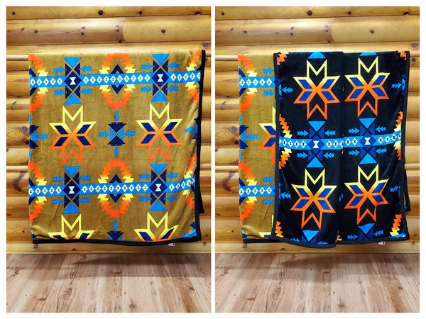 Western Trading, Extra Plush, Queen Reversible Nativo Star Fleece Blanket, Assorted Colors