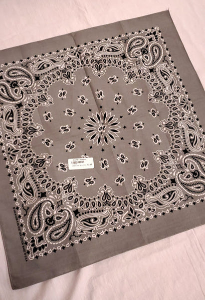 Silver grey paisley bandana