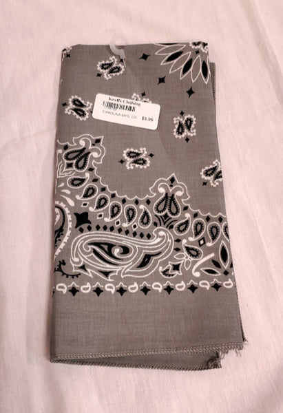 Silver grey paisley bandana