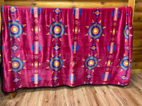 Silk Touch Starburst Reversible Queen Fleece Blankets, Assorted Colors