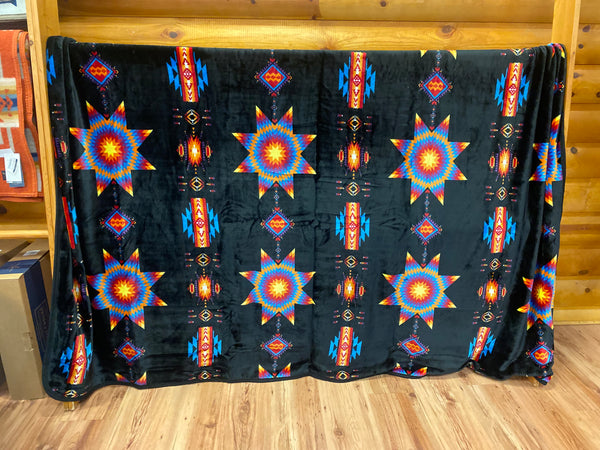 Silk Touch Starburst Reversible Queen Fleece Blankets, Assorted Colors