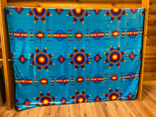 Silk Touch Starburst Reversible Queen Fleece Blankets, Assorted Colors