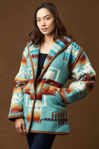 Kraff's Reversible Car Coat, Chief Joseph, Aqua_1