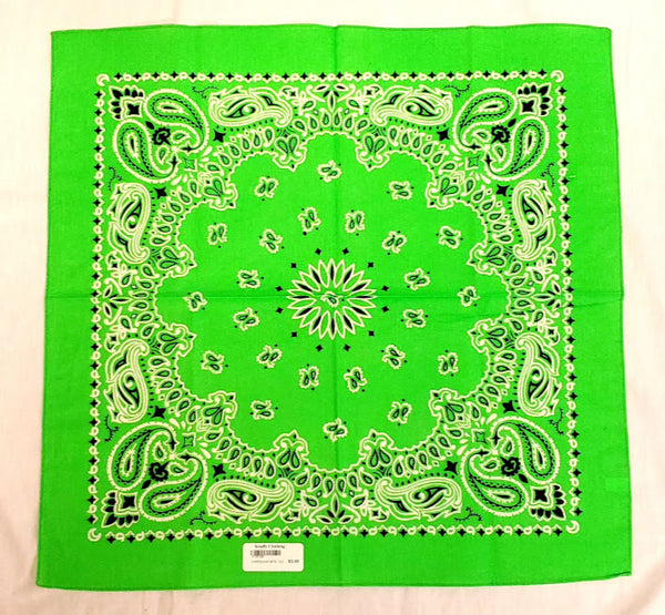 Neon green paisley bandana.