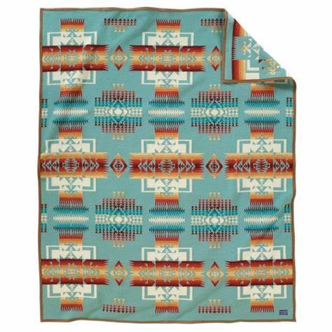 Chief Joseph Pendleton® Jacquard Blanket, Aqua Queen Sized