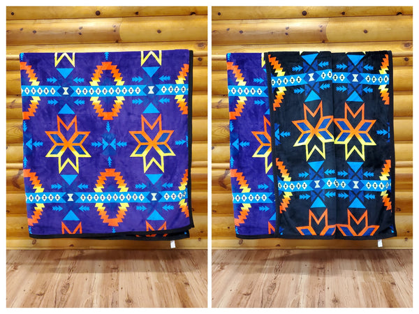 Western Trading, Extra Plush, Queen Reversible Nativo Star Fleece Blanket, Assorted Colors