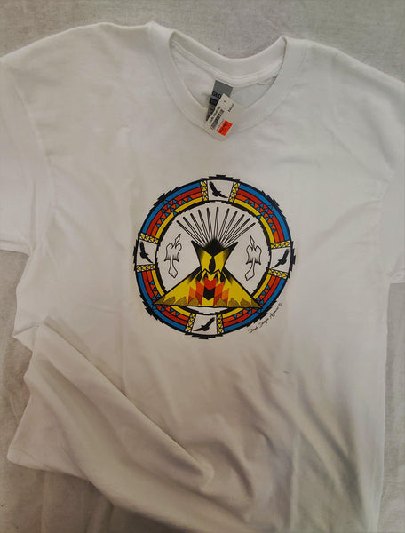 Tipi Rainbow Native Themed Tee, White - Kraffs Clothing