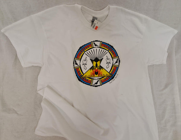 Tipi Rainbow Native Themed Tee, White - Kraffs Clothing