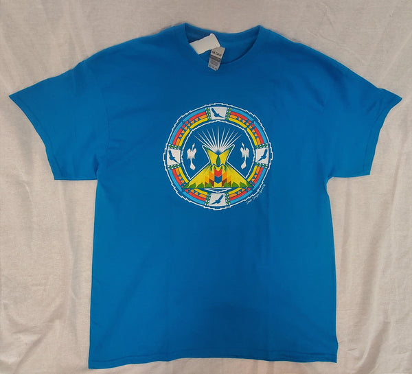 Tipi Rainbow Native Themed Tee, Turquoise - Kraffs Clothing