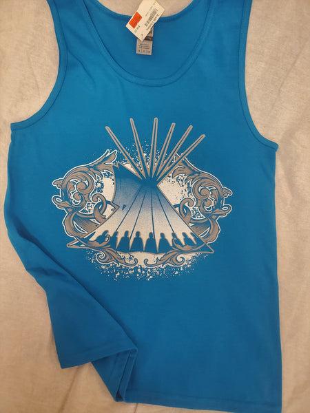 Tipi Swirl Native Themed Tank, Turquoise - Kraffs Clothing