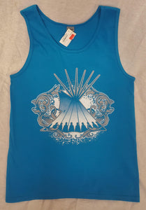 Tipi Swirl Native Themed Tank, Turquoise - Kraffs Clothing