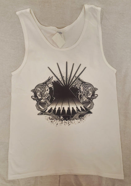 Tipi Swirl Native Themed Tank, White - Kraffs Clothing