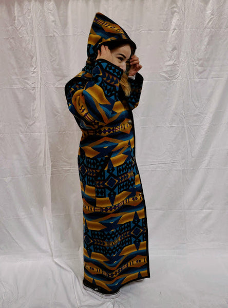 Reversible Long Coat, La Paz, Turquoise