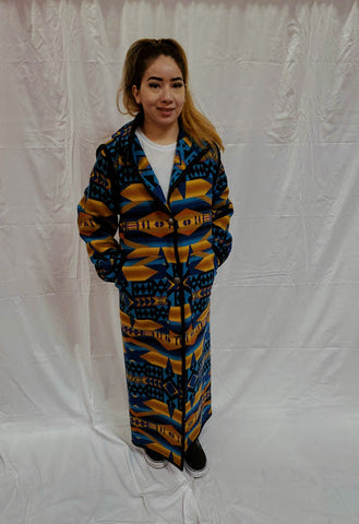 Reversible Long Coat, La Paz, Turquoise
