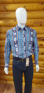 Wrangler Checotah Long Sleeve Snap Shirt, Blue & Red Multi