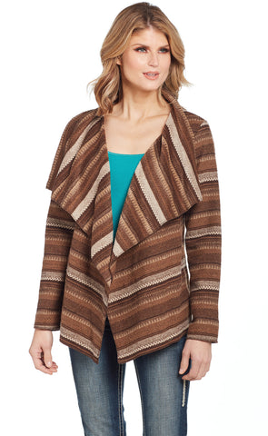 CLEARANCE Cripple Creek Open Front Brown Wrap Jacket, Brown