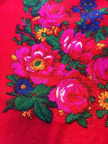 Metallic Floral Dance Scarf, Red - Kraffs Clothing
